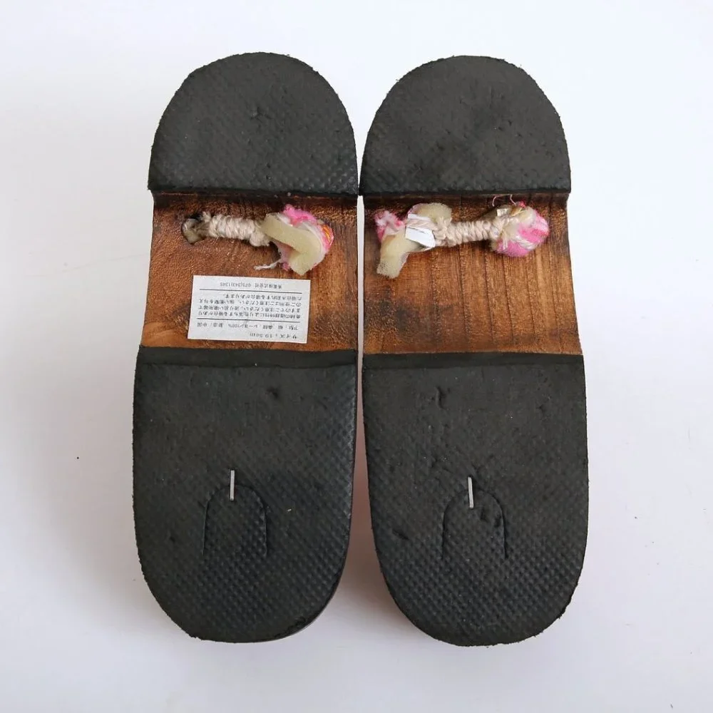 Japanese Wooden Floral Geta Sandals Pink Girl‎ Size 13.5